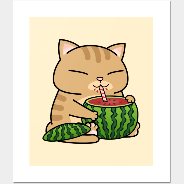 Chubby Cat Watermelon Wall Art by Takeda_Art